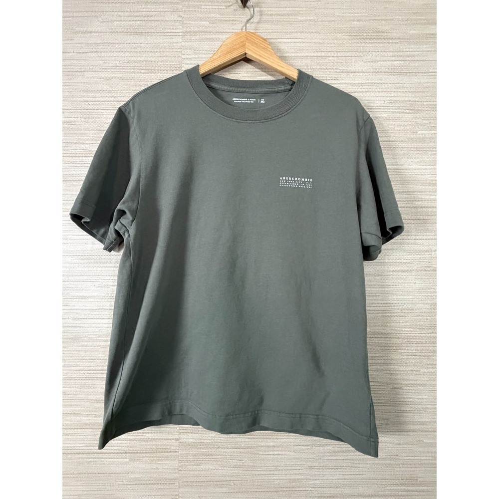 Abercrombie & Fitch Premium Polished Tee Mens XS Green Logo Cotton Short Sleeve